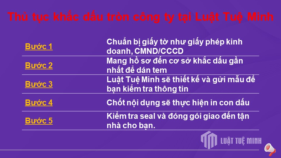 Thủ tục khắc dấu tròn công ty tại Luật Tuệ Minh