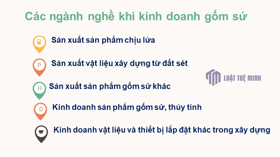 Các ngành nghề khi kinh doanh gốm sứ