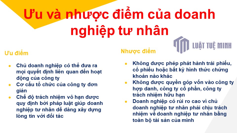 Ưu và nhược điểm của doanh nghiệp tư nhân