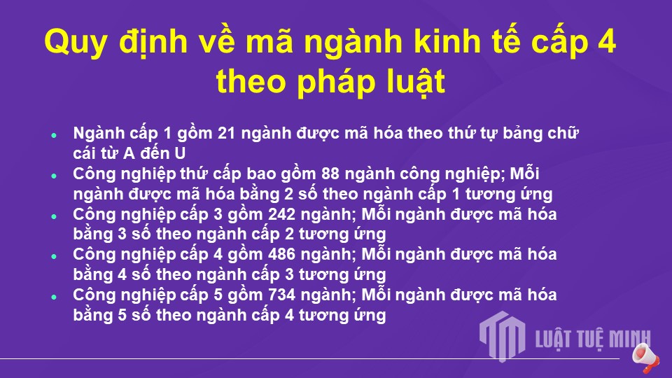 Quy định về mã ngành kinh tế cấp 4 theo pháp luật