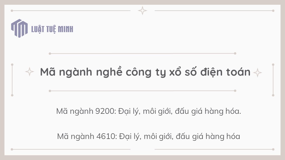 Mã ngành nghề công ty xổ số điện toán