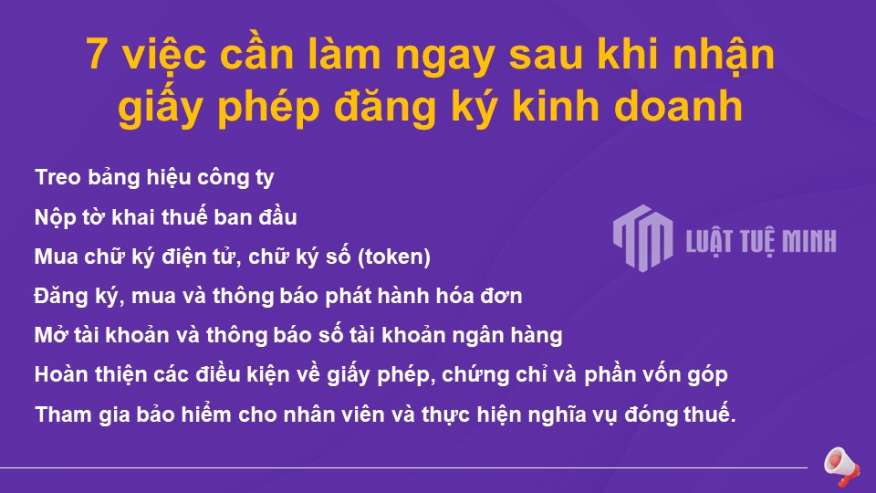 7 việc cần làm ngay sau khi nhận giấy phép đăng ký kinh doanh