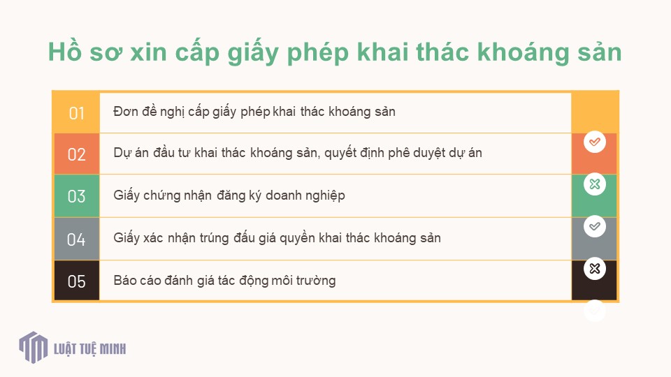 Hồ sơ xin cấp giấy phép khai thác khoáng sản