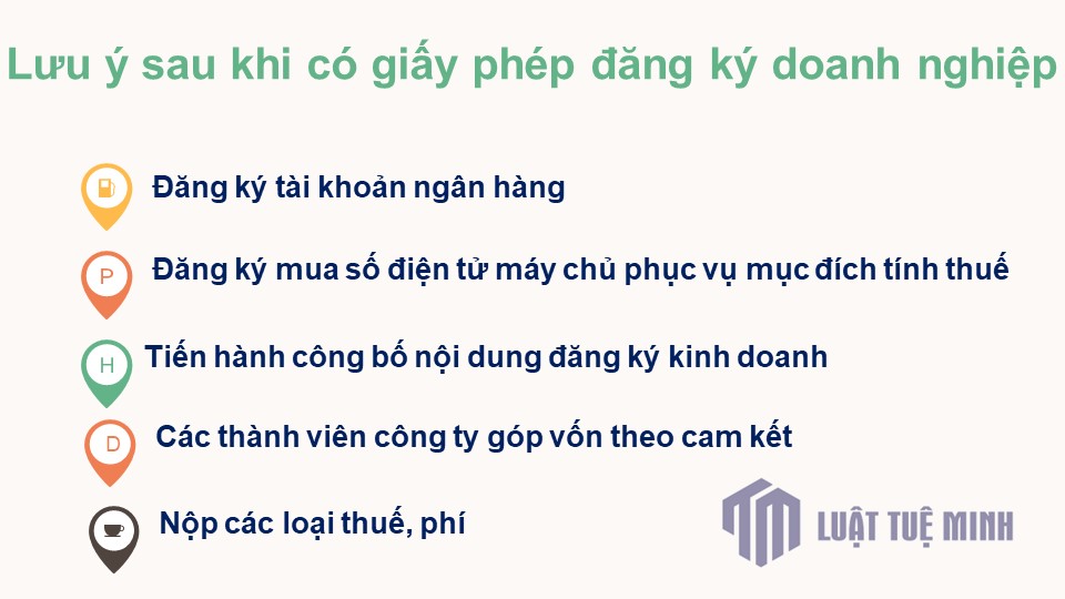 Lưu ý sau khi có giấy phép đăng ký doanh nghiệp