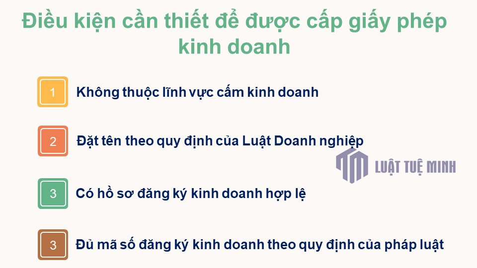 Điều kiện cần thiết để được cấp giấy phép kinh doanh