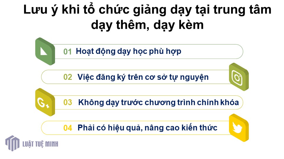 Lưu ý khi tổ chức giảng dạy tại trung tâm dạy thêm, dạy kèm