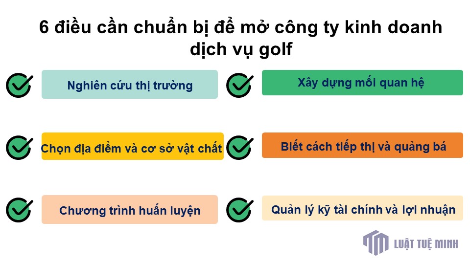 6 điều cần chuẩn bị để mở công ty kinh doanh dịch vụ golf