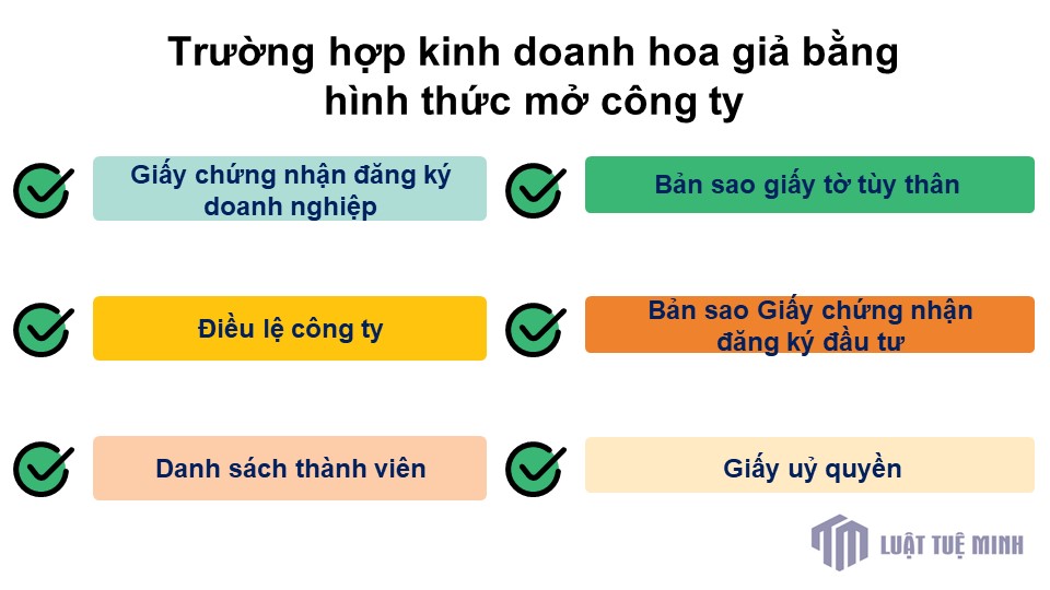 Trường hợp kinh doanh hoa giả bằng hình thức mở công ty